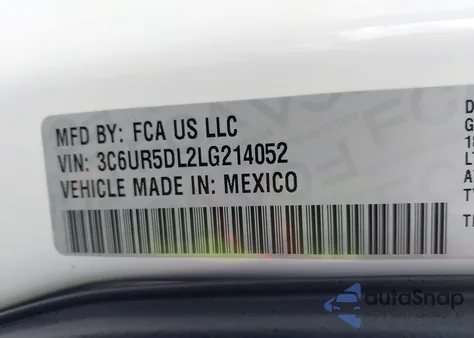 2020 Ram 2500 Big Horn 4X4 6'4 Box z USA, uszkodzony, nr VIN 3C6UR5DL2LG214052